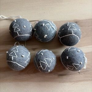 set of 6 west elm christmas tree ornaments balls gray